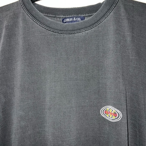 Vintage Y2K Cotton & Co. Distressed Crewneck T-Shirt Fading Black Size XL - Picture 4 of 7